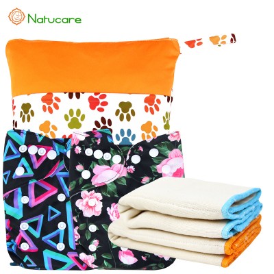 Waterproof PUL  washable baby  cloth diapers nappies and  reusable cloth diapers with cotton pre fold  cotton insert in bulk